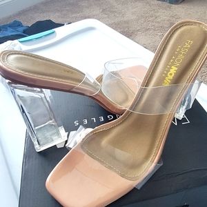 Size 8.5 Fashion  Nova Nude Glass Heels
